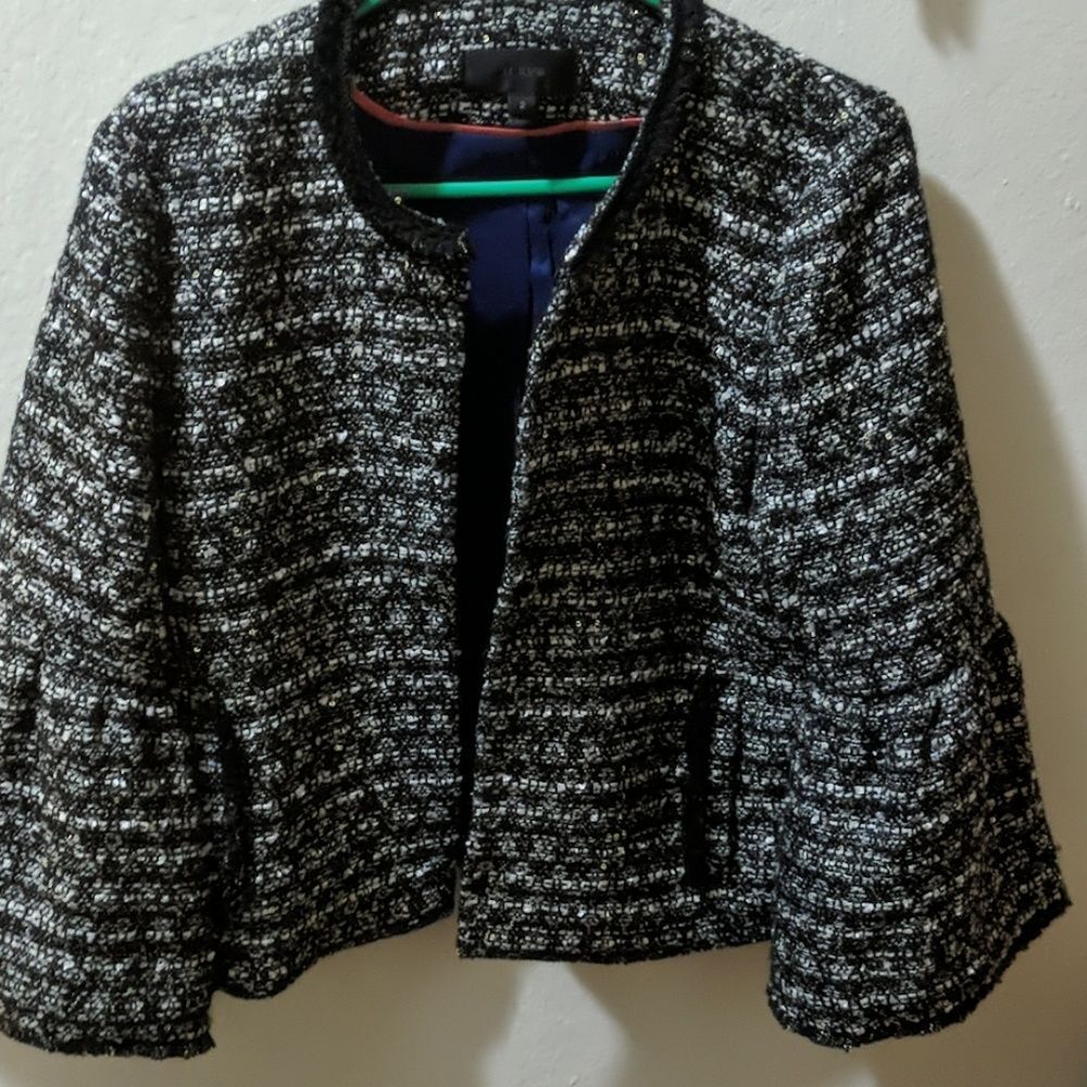 J. Crew puffy sleeve blazer tweed size 2